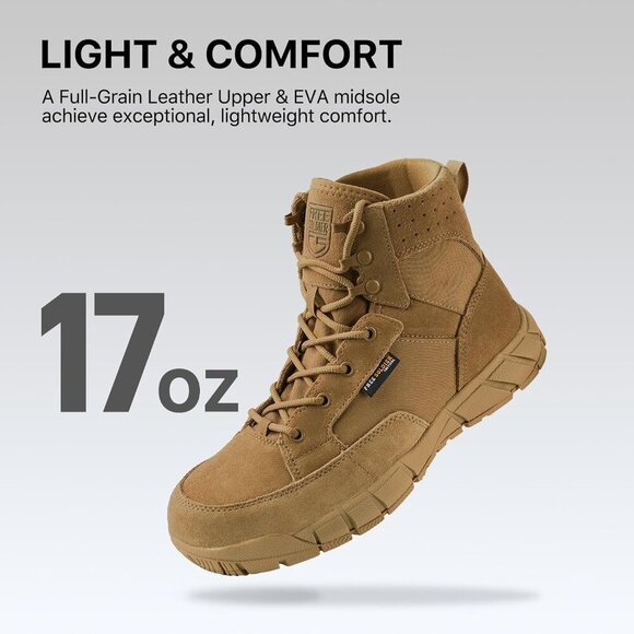 〽️Men\'s Brown Free Soldier Durable Waterproof Lightweight Tactical Work Boots